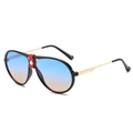 Lunettes aviateur avec verres dégradés bleu-orange et branches dorées - Monture Noire / Verres Bleu-Jaune