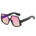 Irregular large frame black sunglasses with purple gradient lenses for women - Black Frame Purple Yellow Lens