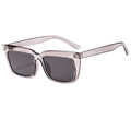 Modern square frame sunglasses with transparent grey resin finish and dark UV lenses - Transparent Grey Frame Grey Lens