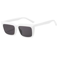 Fashionable white square thick frame sunglasses with dark lenses for a retro modern look - Solid White Frame Grey Lens