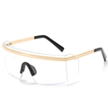 Lunettes de soleil oversize avec verres clairs et monture dorée texturée - Monture Dorée Verres Blancs