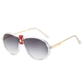 Aviator sunglasses with transparent frame, red leather trim, and grey gradient lenses - Transparent Frame Gradient Grey