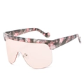 Oversized wrap sunglasses with light pink lenses and grey floral patterned frames - Floral Print Frame Pink Lens (C0.6)
