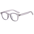 Occhiali anti-luce blu con montatura rotonda trasparente viola e aste in metallo - Grigio Trasparente