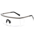 Lunettes de protection transparentes surdimensionnées avec bordure en métal argenté - Monture Gunmetal Verres Transparents