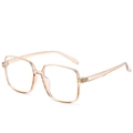 Transparent champagne TR90 square glasses frames with lightweight anti-blue light design - Transparent Tea