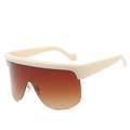 Oversized wrap sunglasses in cream white frame with brown gradient lenses - White Frame Brown Lens (C0.3)
