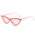 Lunettes de soleil œil de chat roses avec strass brillants et verres rose clair - Cadre Rose Strass Rose