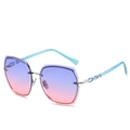 Gafas de sol sin montura con lentes degradadas azul-rosa y patillas azules - Montura Plateada Lentes Rosa Azul