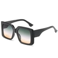 Lunettes de soleil carrées oversize avec monture noire et verres dégradés orange-gris - Monture Noire Verres Dégradés Vert Jaune