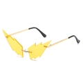Lightning shaped rimless sunglasses with yellow lenses and thin gold metal frames - Yellow