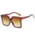 Oversized vierkante zonnebril met roodbruin transparant montuur en thee-verloopglazen - Thee Frame Gradiënt Thee Glazen
