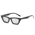 Chic cat eye sunglasses featuring a sleek black frame with modern silver lenses - Black Frame Silver Mirror
