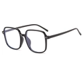 Classic large square black frame glasses with glossy finish and clear lenses for men and women - Glossy Black Frame