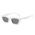 Retro small cat eye sunglasses with bright white frame and dark grey lenses for women - White Frame Gray Lens