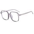 Retro square oversized glasses frames in translucent lavender purple jelly finish - Transparent Grey Frame