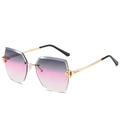 Lunettes de soleil polygonales sans monture avec verres dégradés gris à rose - Monture Dorée Gris Violet