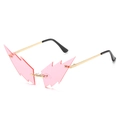 Randlose Sonnenbrille in rosa Blitzform mit Verlaufsgläsern und schmalen Goldbügeln - Rosa