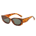 Fashionable leopard print square sunglasses with dark green lenses and gold accents - Tortoise Frame Dark Green Lens