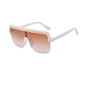 Lunettes de soleil oversize blanches avec verres dégradés rose et barre dorée - Monture Blanche Verres Thé Rose
