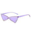 Lunettes de soleil papillon violettes sans monture avec cristaux AB colorés pour femmes - En stock / Standard (incl. 13 % TVA) verres violets