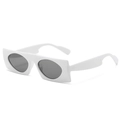 Chic rectangle sunglasses featuring a thick white frame and dark black lenses - White Frame Gray Lens