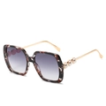 Tortoiseshell square frame sunglasses with purple gradient lenses and pearl temple detail - One Size / Black Floral Frame Grey Lenses