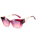 Deep red cat-eye sunglasses with gold geometric metal temples and gradient lenses - Purple Frame Purple Pink Lens