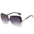 Square oversized sunglasses with black to clear gradient frame and purple lenses - Black Over Grey Frame Double Grey Lenses