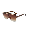 Oversized tortoise shell shield sunglasses with gold trim and gradient brown lenses - Tortoiseshell Frame Brown Lens