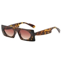 Lunettes de soleil carrées écailles avec verres dégradés marron pour un look rétro - Monture Léopard Verres Marron Dégradés