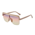 Oversized nude pink shield sunglasses with gradient purple lenses and gold metal trim - Purple Pink