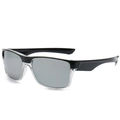 Square sports sunglasses with black half-frame and silver mirrored lenses for unisex wear - Sport / Black Frame Silver Mirrored Lens