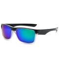 Occhiali da sole sportivi con montatura bianca e nera e lenti a specchio sfumate blu-verdi - Sportivo / Montatura Nera Lente Verde