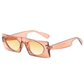 Lunettes de soleil carrées tendance avec monture orange transparente et verres jaunes chic - Monture Thé Lentille Jaune