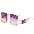 Oversized square rivet sunglasses with purple gradient lenses and gold frames - Gold Frame Purple Pink Gradient