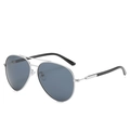 Klassieke zilveren metalen aviator zonnebril met gepolariseerde donkergrijze glazen voor heren - Zilveren Frame Zwart Grijze Lenzen