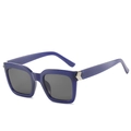 Square sunglasses featuring translucent navy blue frames and gray tinted lenses - Blue Frame Grey Lens