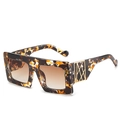 Oversized square sunglasses in tortoiseshell frame with golden geometric temple detail - One Size / Yellow Floral Frame Double Tea Lens