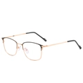 Montatura per occhiali quadrata minimalista in nero opaco e metallo oro rosa lucido - Montatura Oro Rosa