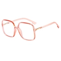 Fashionable square pink glasses frame with gold metal hinges and clear lenses - Transparent Pink