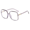 Translucent light purple square frame glasses with gold metal hinge details - Transparent Gray