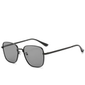 Retro small square metal sunglasses with black frame and grey polarized lenses - Ready Stock / Standard (Incl. 13% VAT) Black Frame with Black Lenses
