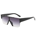 Oversized square sunglasses with sleek black temples and dark grey gradient lenses - Black Frame Double Gray Lens