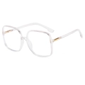 Square transparent eyeglasses frame with gold metal hinges and clear polymer finish - Glossy Transparent