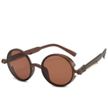 Steampunk Rund-Sonnenbrille mit metallischen Federbeinen und braunen Gläsern - Tee Rahmen Tee Gläser