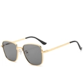 Retro quadratische Metall Sonnenbrille mit goldfarbenem Rahmen und grauen Gläsern - Goldener Rahmen Graue Gläser