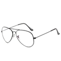 Classic black metal aviator glasses frame with dual bridge and clear anti-blue lenses - Black Frame