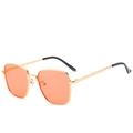 Retro kleine quadratische Metall-Sonnenbrille mit Goldrahmen und orangefarbenen Gläsern - Goldener Rahmen Rote Gläser