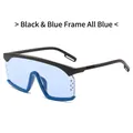 Modische Übergroße Sonnenbrille mit schwarz-blauem Rahmen und hellblauen Gläsern - Schwarz Blauer Rahmen Blaue Gläser